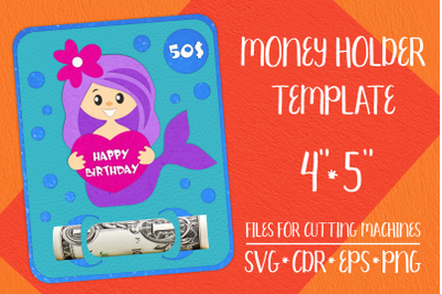 Mermaid Birthday Card | Money Holder Template