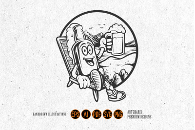 Vintage summer beer bottle monochrome svg