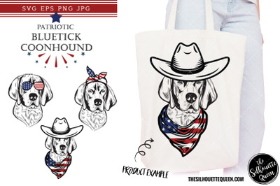 Bluetick Coonhound Dog Patriotic Cut files and Sublimation