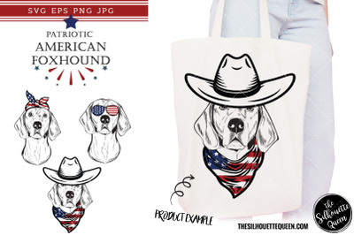 American Foxhound Dog Patriotic Cut files and Sublimation