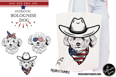 Bolognese Dog Patriotic Cut files and Sublimation