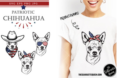 Chihuahua Dog Patriotic Cut files and Sublimation