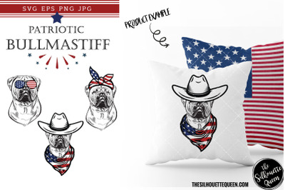 Bullmastiff Dog Patriotic Cut files and Sublimation
