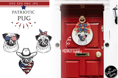 Pug Dog Patriotic Cut files and Sublimation