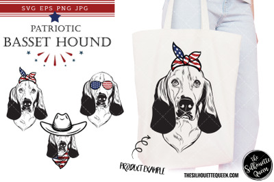 Basset Hound Dog Patriotic Cut files and Sublimation