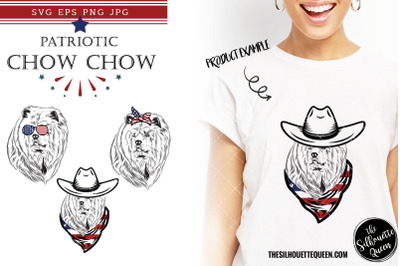 Chow Chow Dog Patriotic Cut files and Sublimation