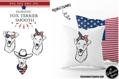 Fox Terrier Smooth Dog Patriotic Cut files and Sublimation