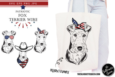 Fox Terrier Wire Dog Patriotic Cut files and Sublimation