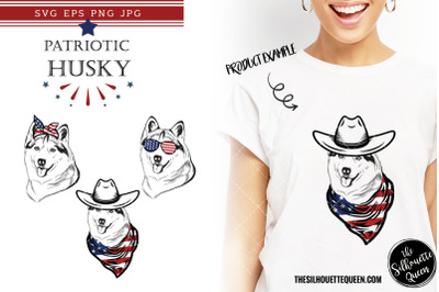Husky Dog Patriotic Cut files and Sublimation