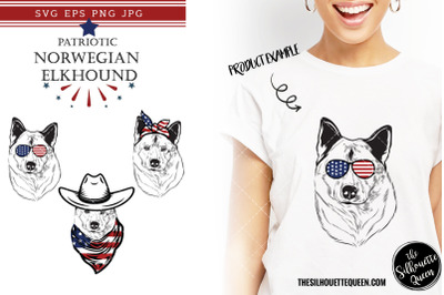 Norwegian Elkhound Dog Patriotic Cut files and Sublimation