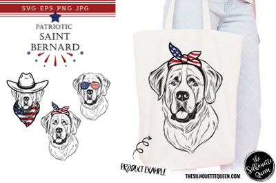 Saint Bernard Dog Patriotic Cut files and Sublimation