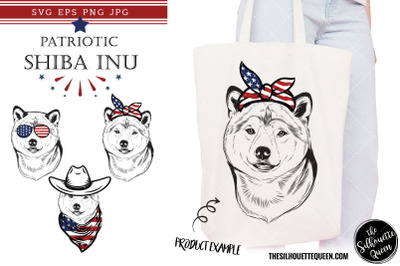 Shiba Inu Dog Patriotic Cut files and Sublimation