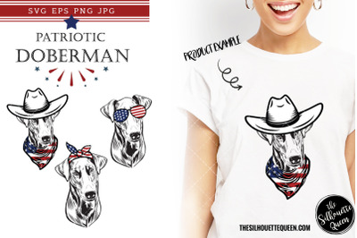 Doberman Dog Patriotic Cut files and Sublimation