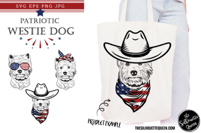 Westie Dog Patriotic Cut files and Sublimation