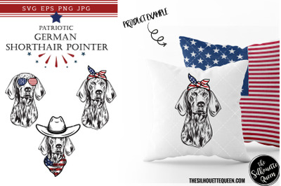 German Shorthair Pointer Dog Patriotic Cut files and Sublimation