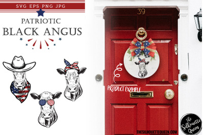 Black Angus Cow Patriotic Cut files and Sublimation
