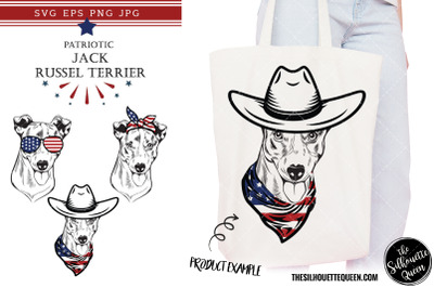 Jack Russel Terrier Dog Patriotic Cut files and Sublimation