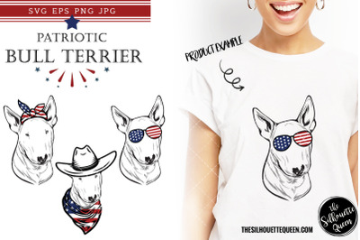 Bull Terrier Dog Patriotic Cut files and Sublimation
