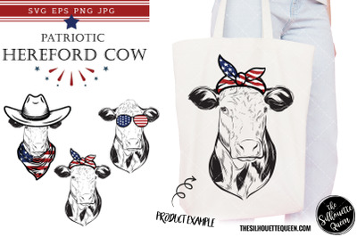 Hereford Cow Patriotic Cut files and Sublimation