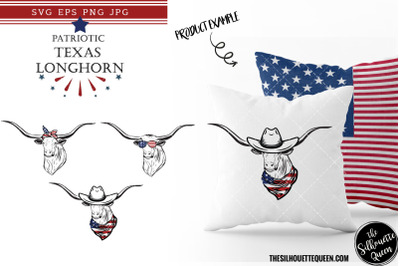 Texas Longhorn Dog Patriotic Cut files and Sublimation