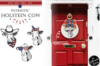 Holstein Cow Patriotic Cut files and Sublimation