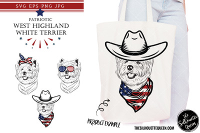 West Highland White Terrier Dog Patriotic Cut files and Sublimation