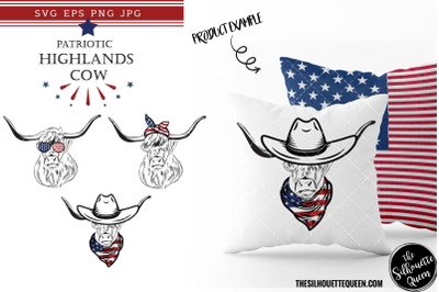 Highlands Cow Dog Patriotic Cut files and Sublimation
