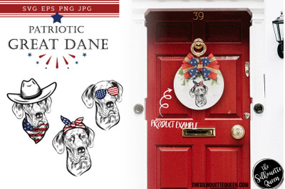 Great Dane Dog Patriotic Cut files and Sublimation
