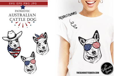 Australian Cattle Dog Patriotic Cut files and Sublimation
