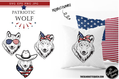 Wolf Patriotic Cut files and Sublimation