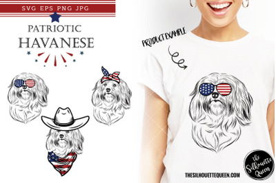 Havanese Dog Patriotic Cut files and Sublimation