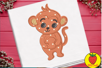 Cute Monkey Embroidery Design