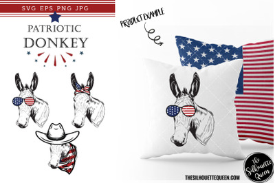 Donkey Patriotic Cut files and Sublimation