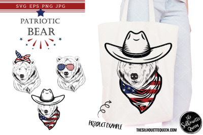 Bear Patriotic Cut files and Sublimation