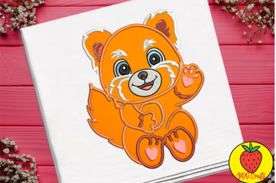 Cute Red Panda Embroidery