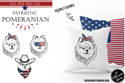 Pomeranian Dog Patriotic Cut files and Sublimation