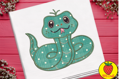 Cute Snake Green Embroidery