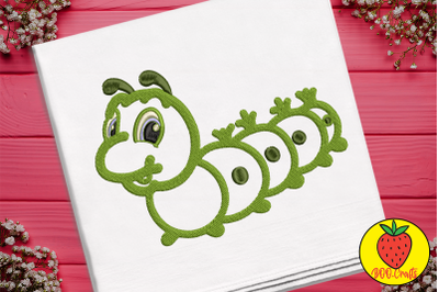 Cute Worm Embroidery Design