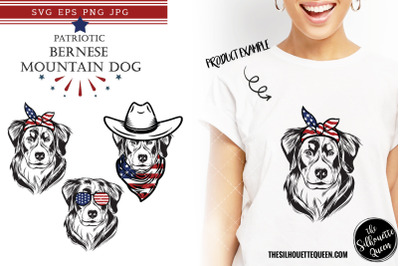 Bernese Mountain Dog Patriotic Cut files and Sublimation