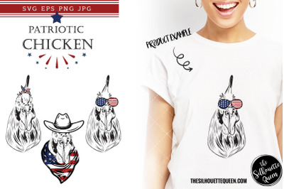 Chicken Patriotic Cut files and Sublimation