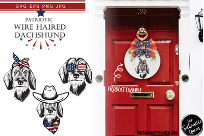 Wire Haired Dachshund Dog Patriotic Cut files and Sublimation