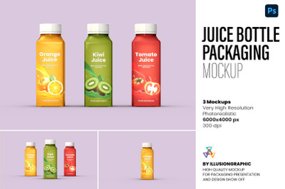 Juice Bottle Packaging Mockup - 3 views