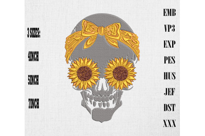 Hippie Sunflower Skull Embroidery Hippie &amp; Boho Style
