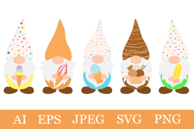 Gnomes Ice cream clipart. Gnome Ice cream graphic. Gnome SVG