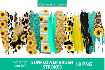 Sunflower Brush Strokes Clipart | Sublimation Backsplashes
