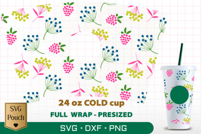 Wildflowers cup pre-sized SVG cut file full wrap