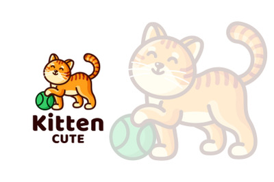 Kitten Cute Kids Logo Template