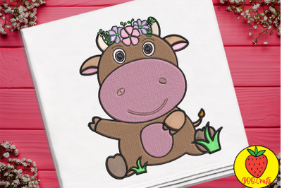 Cute Cow For Kid Embroidery Design