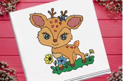 Flowers Deer For Kid Embroidery