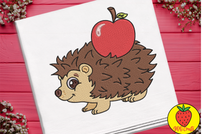 Cute Hedgehog Apple For Kid Embroidery